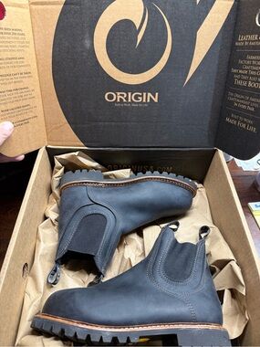 Origins Ironside Dark Gray Chelsea Steel Toe Boot with Big Lug Sole